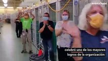 El emotivo festejo de los trabajadores de un refugio de animales que dio en adopción a todas sus mascotas