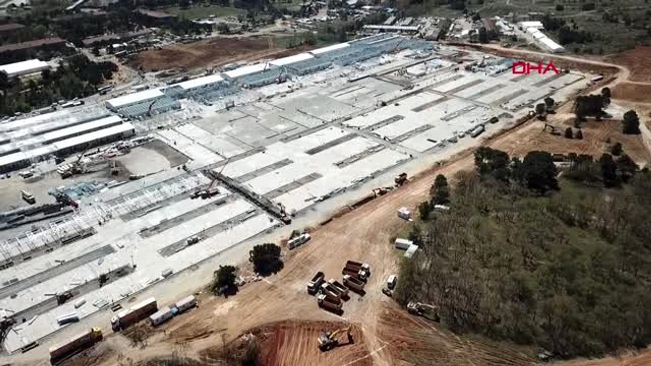 SANCAKTEPE'DEKİ HASTANE İNŞAATINDA SON DURUM HAVADAN GÖRÜNTÜLENDİ