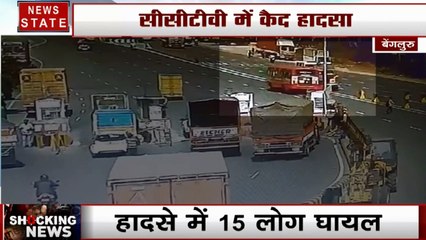 कर्नाटक: बेंगलुरू- बस और लॉरी के बीच हुई टक्कर, 15 लोग घायल