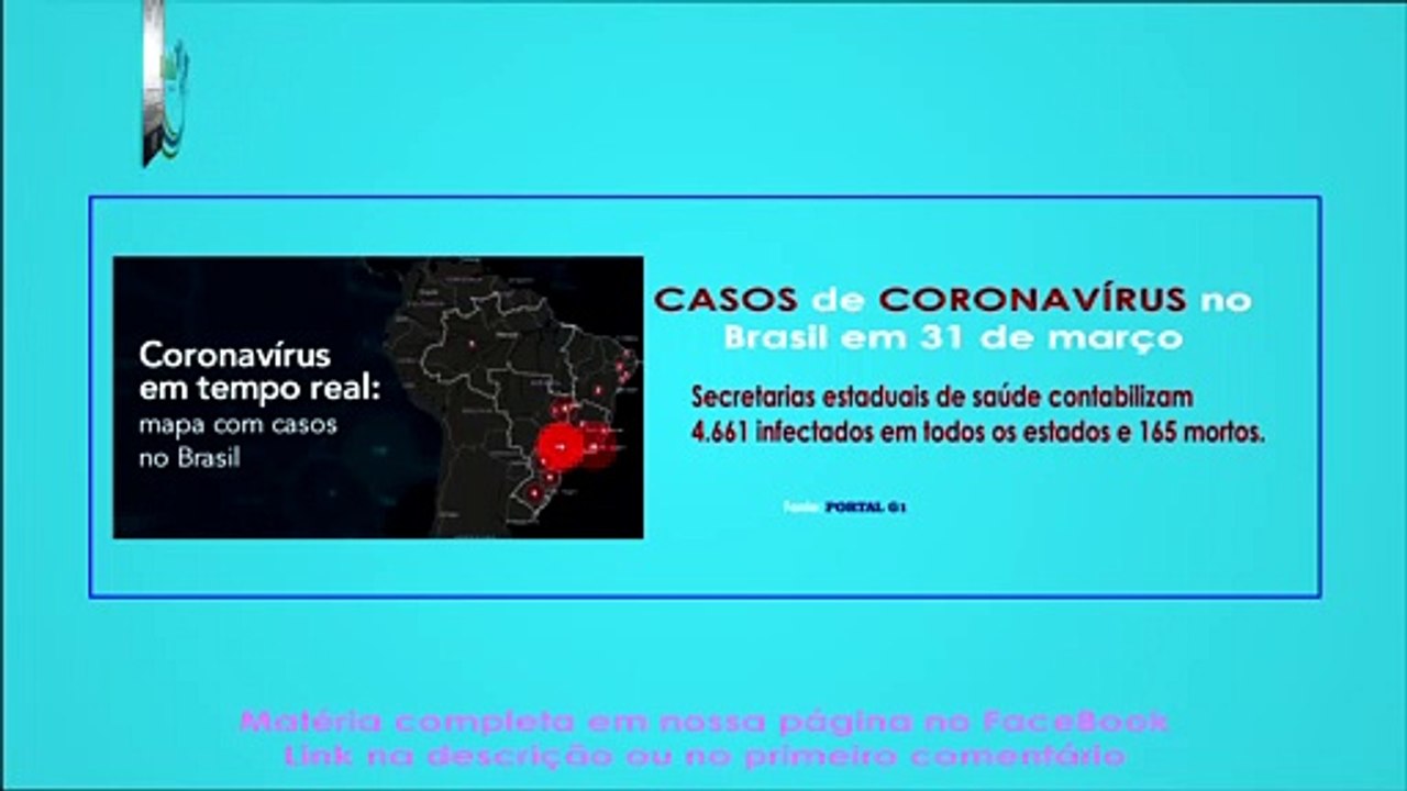 Casos de CORONAVÍRUS no Brasil em 31 de Março 31/03/2020