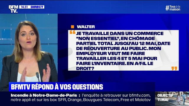 Je suis au chômage partiel jusqu'au 12 mai, mon employeur souhaite que je revienne à partir du 4, en a-t-il le droit ? BFMTV répond à vos questions
