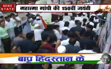 गांधी जयंती पर कांग्रेस ने निकाली पद यात्रा, राहुल गांधी भी हुए शामिल