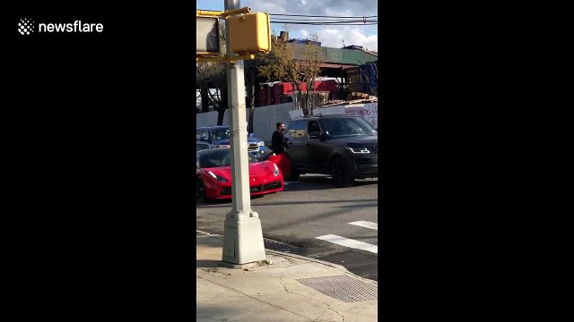 'What the cheese!?' New York Ferrari owner smashes Range Rover windshield over cheese PRANK