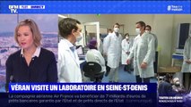 Olivier Véran en visite dans un laboratoire en Seine-Saint-Denis