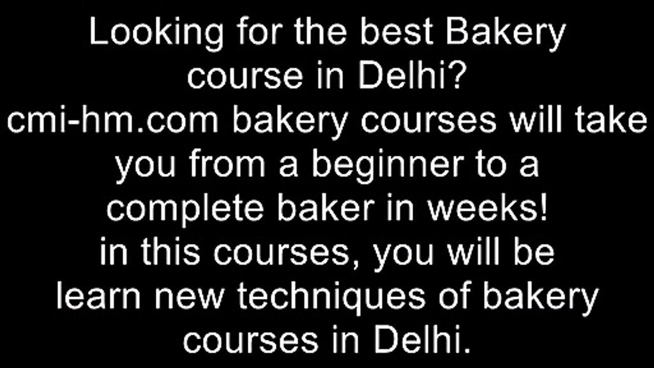 Bakery and Confectionery courses