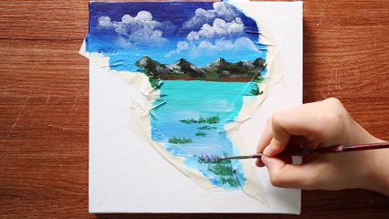 Magic Lamp Landscape Acrylic Painting on Mini Canvas Step by Step #9｜Satisfying Demo