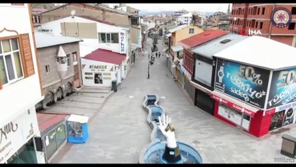 Erzurum'da sokağa çıkma kısıtlamasının üçüncü gününde cadde ve sokaklarda sessizlik hakim