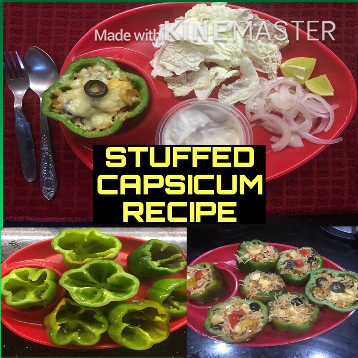 Stuffed Capsicum Recipe | Yummy Stuffings | Rice + Paneer + Olives + Cheese