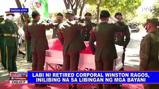 Labi ni retired Corporal Winston Ragos, inilibing na sa Libingan ng mga Bayani