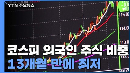 외국인 코스피 시가총액 지분, 13개월 만에 최저 / YTN