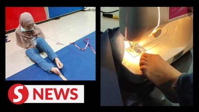 Woman born without arms sews PPE gowns for frontliners