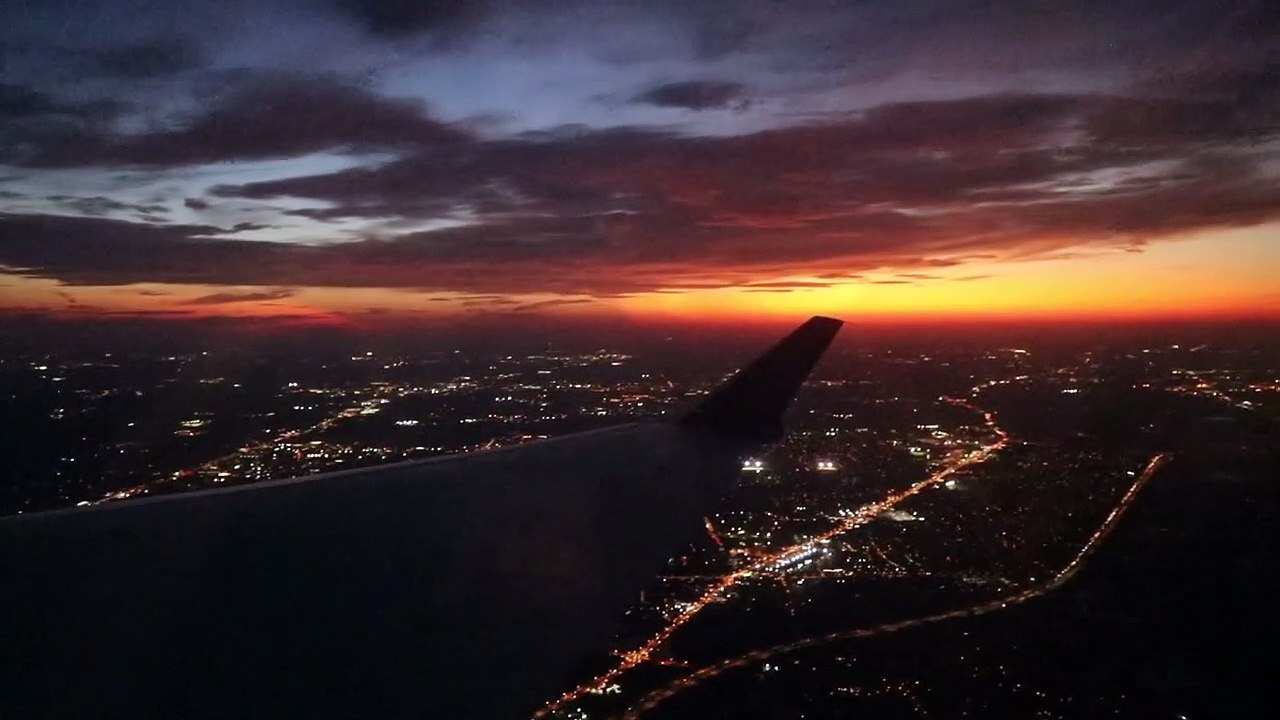 Sunset over Chicago during take off