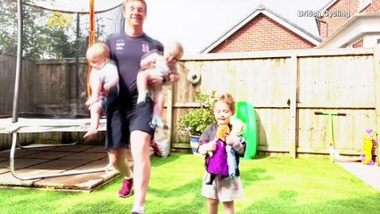 Infant Exercises! Watch This British Cycler’s Kids Keep up His Workout During Lockdown!
