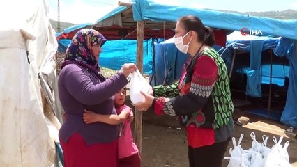 - Mevsimlik işçilere çadır ve hijyen desteği
