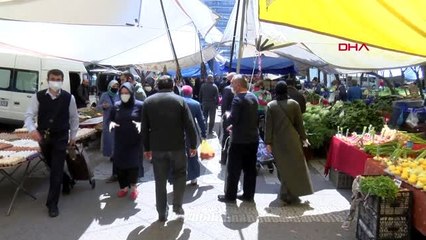 İSTANBUL-KARTAL'DAKİ PAZARDA SOSYAL MESAFE İHLAL EDİLDİ
