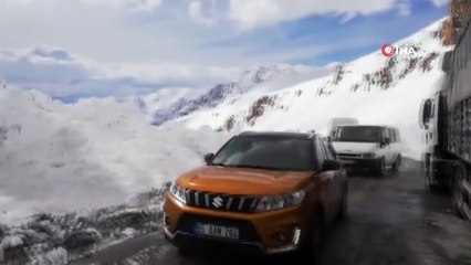 Van-Bahçesaray kara yoluna düşen çığ temizlendi