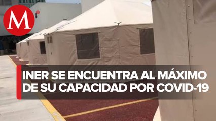 Por saturación, INER instala carpas para pacientes con covid-19