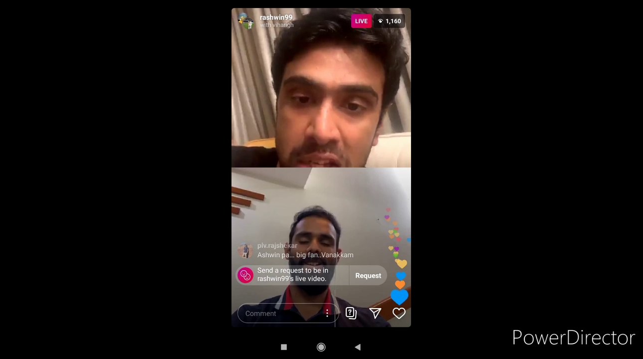 R ashwin live Instagram chat with hanuman vihari