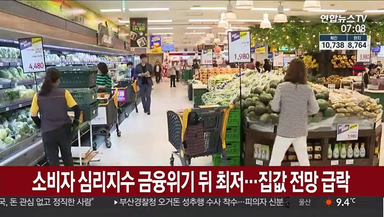 소비자 심리지수 금융위기 뒤 최저…집값 전망 급락