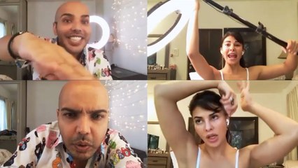 Jacqueline Fernandez LIVE haircare Classes with her Hairdresser during Qu@rentine | BiscootTv