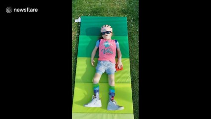 Six-year-old girl with muscular dystrophy teaches her physio routine during COVID-19 lockdown