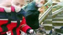 Boruya sıkışan yavru kediyi itfaiye kurtardı