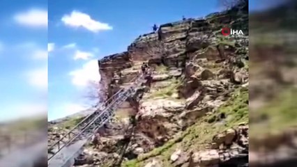 - Kayalıkta mahsur kalan keçi itfaiye tarafından kurtarıldı