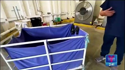 ¡Sin insumos! Así trabajan empleados de lavandería