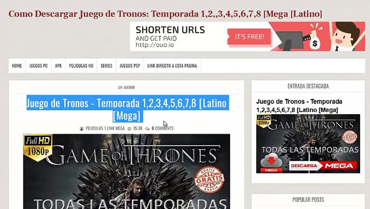 Descargar Juego De Tronos En Español Latino Mega 1080p