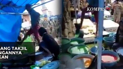 Ngamuk! Viral Pedagang Takjil Tendang Dagangannya, Tolak Ditertibkan PSBB