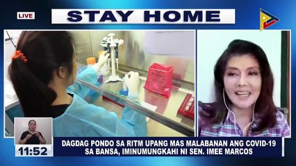 Dagdag pondo sa RITM upang mas malabanan ang CoVID-19 sa bansa, iminumungkahi ni Sen. Imee Marcos