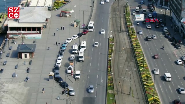 Eminönü ve Karaköy'deki son durum havadan görüntülendi