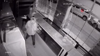 İzmir'de iş yerinden televizyon çalan hırsız kamerada