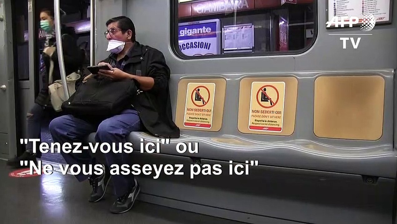 Coronavirus: balisage de distanciation dans le métro de Milan