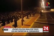 Policías rezan de rodillas y piden por colegas que luchan contra el Covid-19