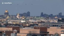 Rehearsals for Victory Day celebrations sees airshow on St. Petersburg skyline
