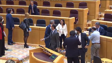 Saludo 'con los codos' entre senadores, presidentes autonómicos y ministra