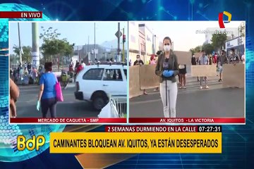 Cientos de “caminantes” permanecen en la avenida Iquitos esperando viajar a San Martín
