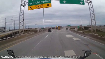 Motorcyclist Hits Guard Rail and Falls Off Overpass