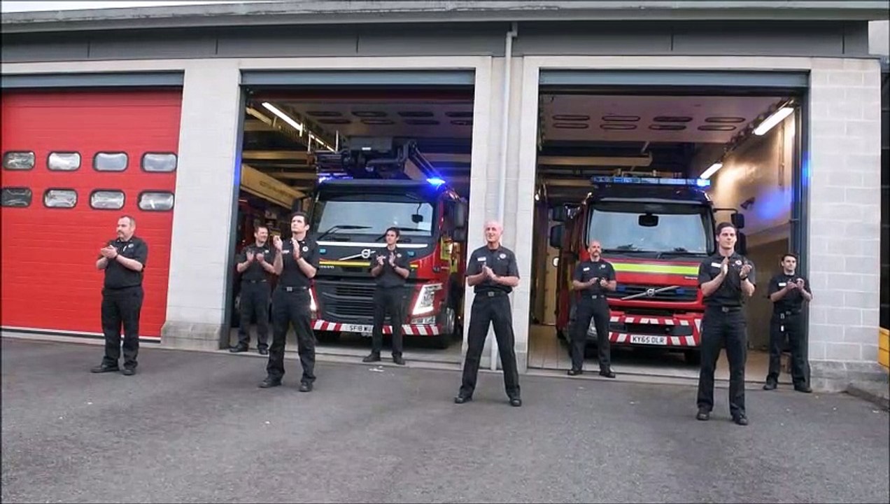 Falkirk Fire Station White Watch Falkirk clapping for the NHS carers