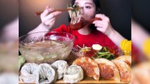 Cold noodles Dumplings Mukbang - 열무물냉면 회비빔냉면에 왕만두 군만두 리얼사운드 먹방