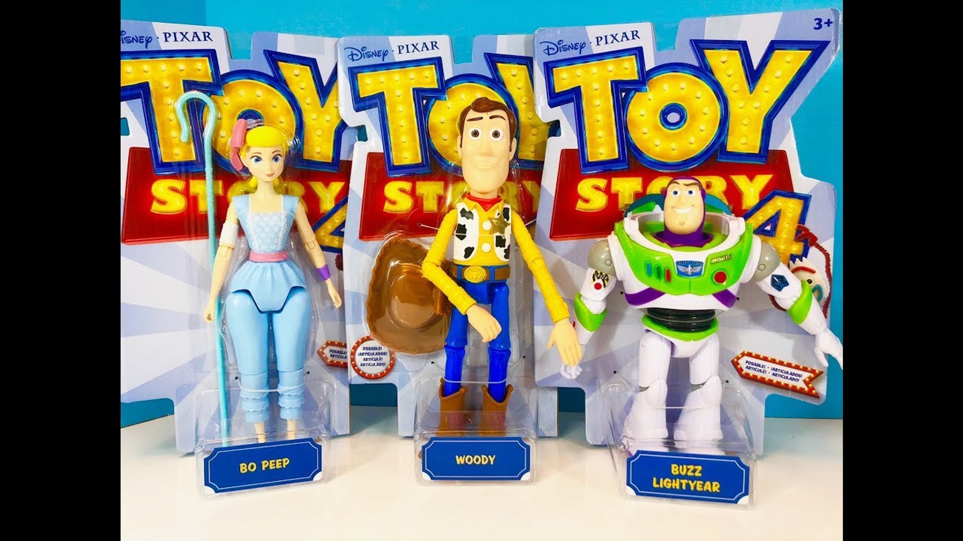 TOY STORY 4 Bo Peep Woody and Buzz Lightyear Poseable Figures Opening