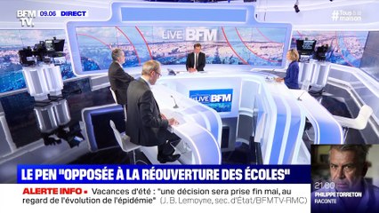 Le Pen "opposée à la réouverture des écoles" - 01/05