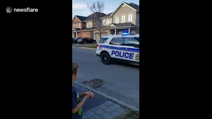 Four-year-old boy gets a birthday surprise from local police department in Canada