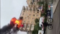 Milas'ta bir evin mutfağında patlayan tüp korkuttu...Patlama anı kamerada
