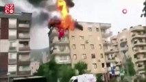 Milas'ta bir evin mutfağında patlayan tüp korkuttu...Patlama anı kamerada