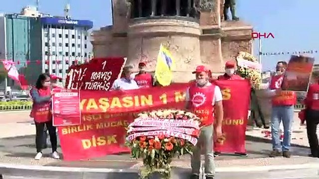 Sendikalar Taksim Cumhuriyet Anıtı’na çelenk bıraktı