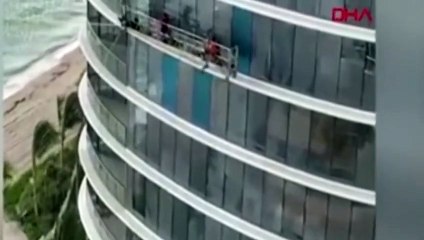 Yerden metrelerce yüksekte 'beşik' gibi sallandılar