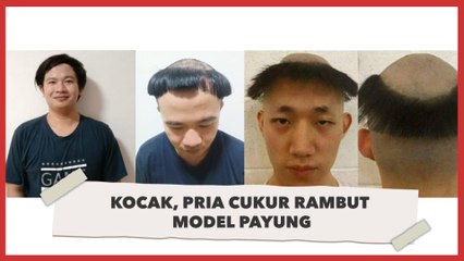Kocak! Terima Tantangan, Pria Ini Cukur Rambut Model Payung