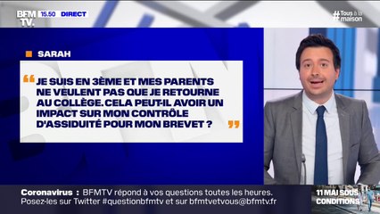 Je suis en 3e et mes parents ne veulent pas que je rentre au collège, est-ce que ça aura un impact sur le contrôle d'assiduité pour mon brevet? BFMTV répond à vos questions